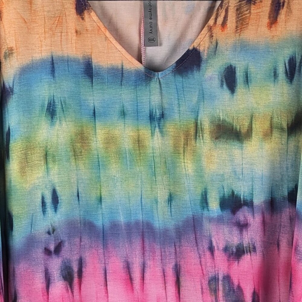 Honeyme Curvy Rainbow Tie Dye Swimsuit Cover Up 3XL - Picture 2 of 7